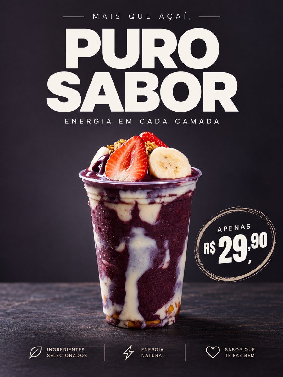 Pôster minimalista para o mesmo copo de açaí